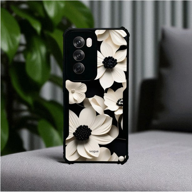 Black & Bloom Mobile Cover For Oppo Reno 12 Pro