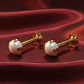 Gold plated Pearl Labret nosepin stud Internal Thread Flat Back Combo Pack of 2