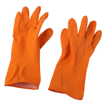 Orange gloves used in kitchen cleaning