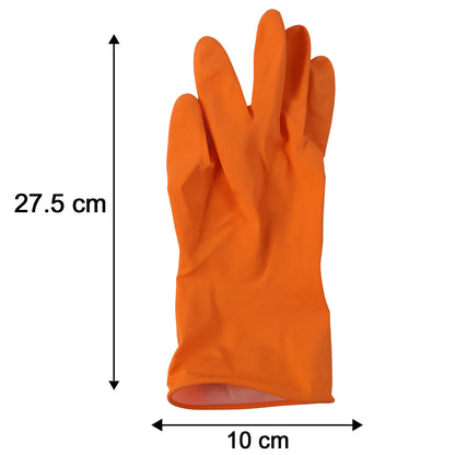 Dimensions of orange cleaning gloves