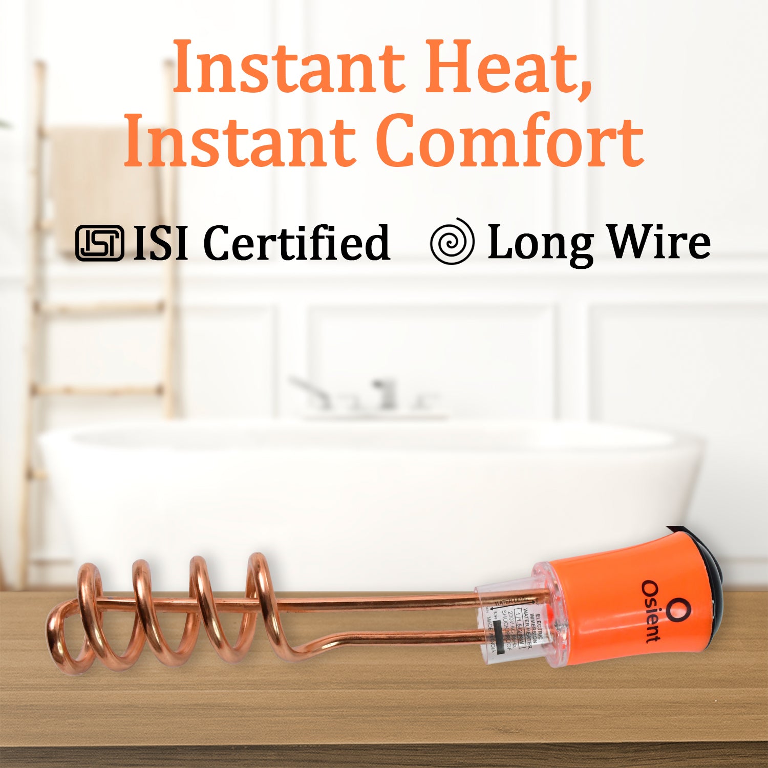 Immersion Water Heater Rod with Copper Heating Element
