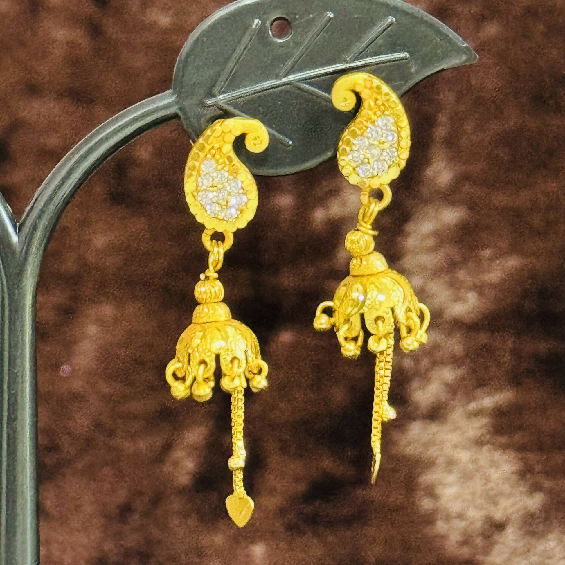 Traditional Paisley Stud with Hanging Jhumka Drops