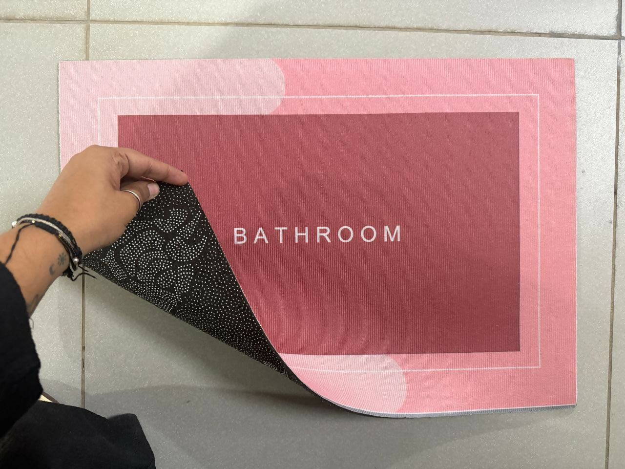 Rectangle B Grade Bathroom Mat – Waterproof Quick-Dry Floor Mat pink (100Gm)