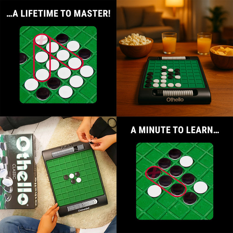 Classic Othello Strategy Board Game – Two Player Reversible Disc Game for Kids and Adults