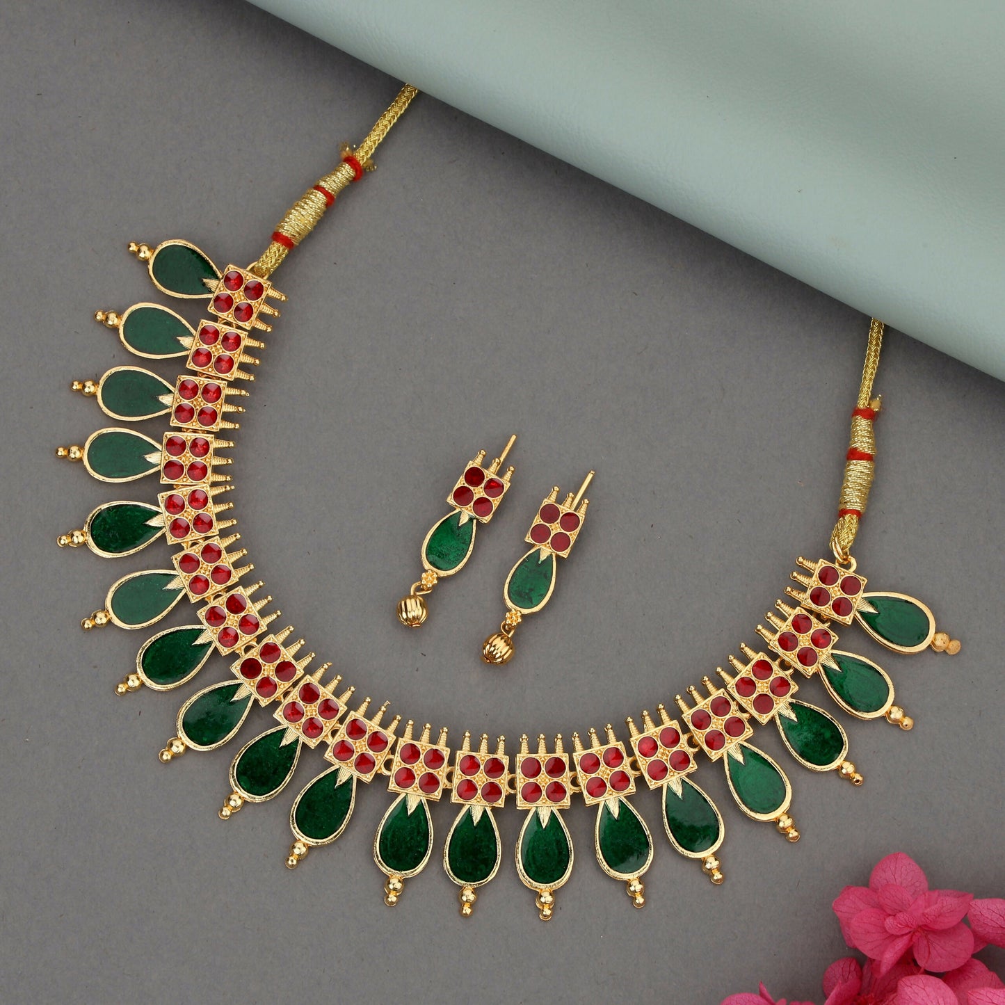 Modern Rose Gold Pave Crystal Teardrop Choker Set