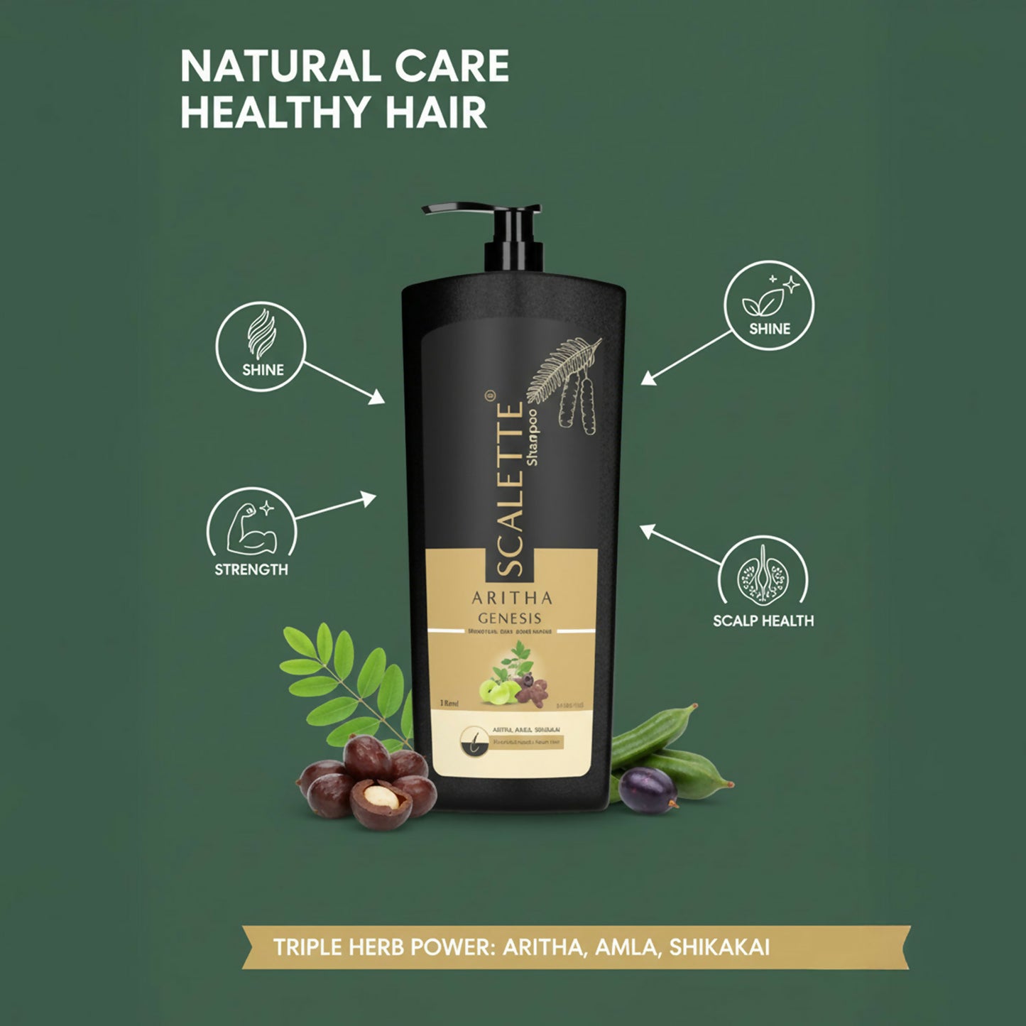 Scalette Aritha Genesis Shampoo & Conditioner for Natural Care, Shine & Healthy-Looking Hair
