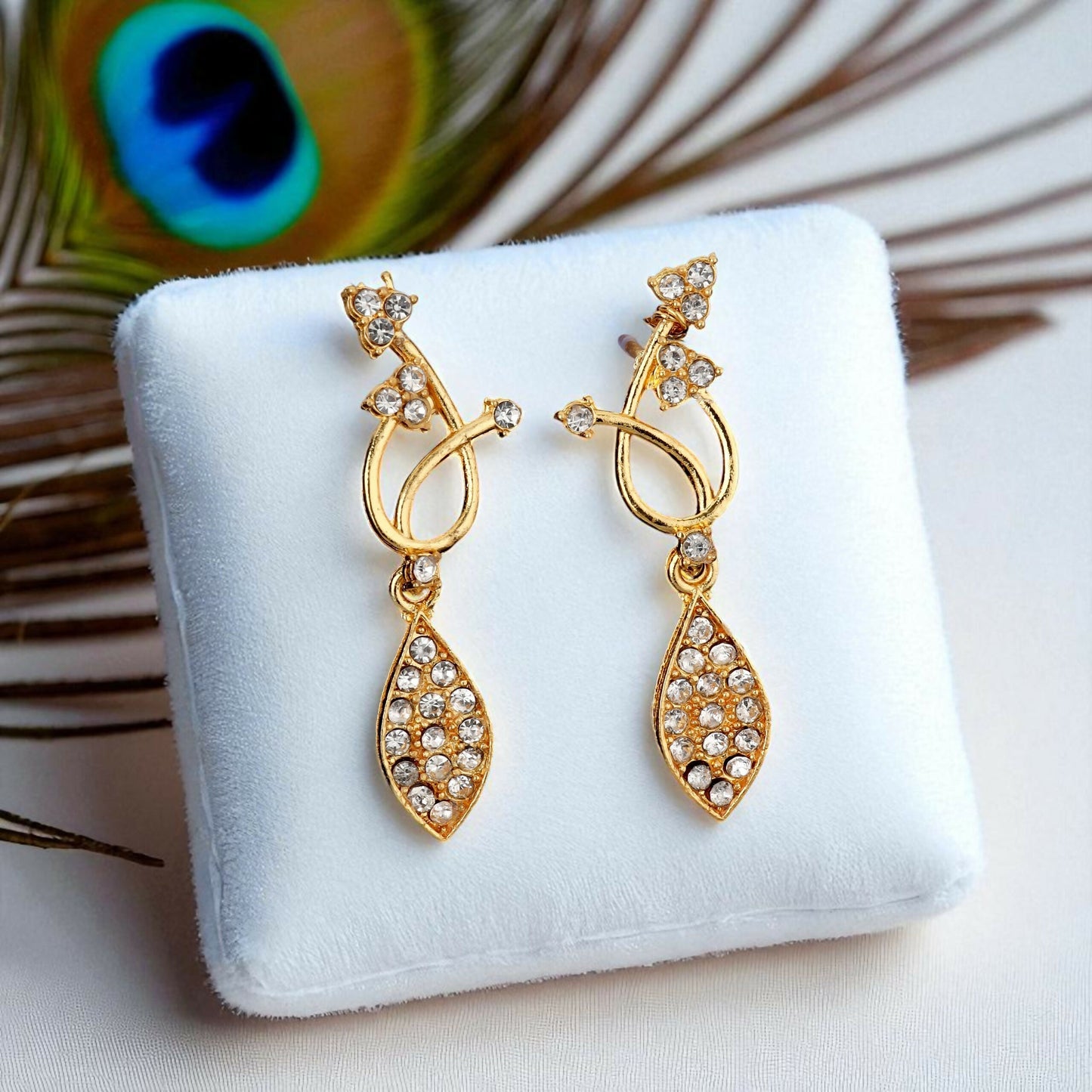 Elegant Gold-Toned Ruby & American Diamond Vine Necklace Set