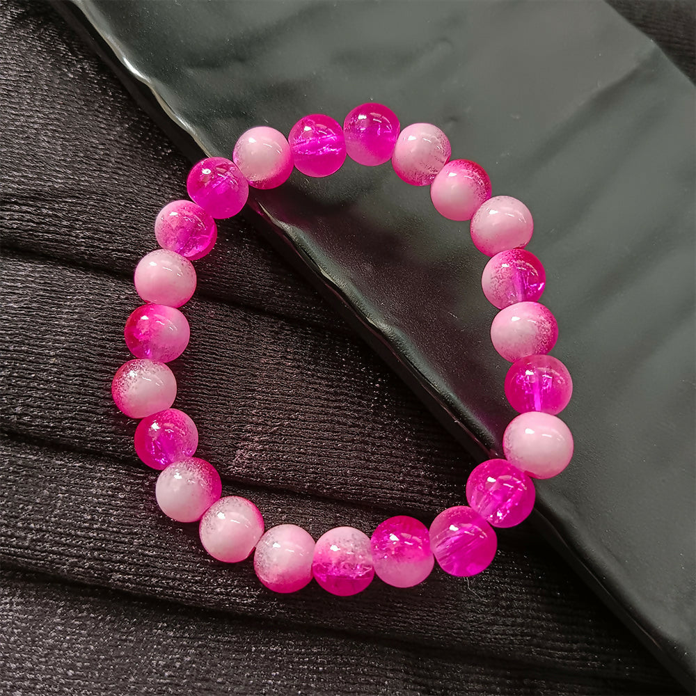 Dual-Tone Pink Beaded Stretch Bracelet
