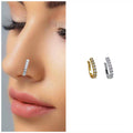 CZ Line Clip-On Nose Cuff – Stacked Non-Piercing Nose Ring Set