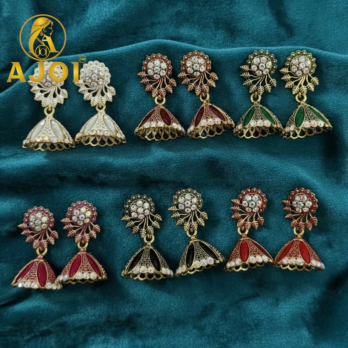 Premium Stone & Enamel Earrings(Set of 6)