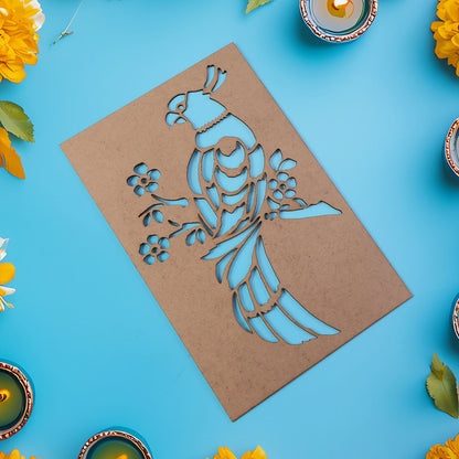Portable MDF Rangoli Stencil Decorative Bird Design | Reusable Floor Rangoli