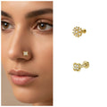 Gold Plated Flower Nosepin – Elegant Flat Back Stud Combo Pack