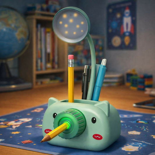 Kids LED Desk Lamp with Pencil Sharpener & Pen Holder Study Light