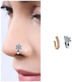 Star Flower Non-Pierced Nose Pin – Rhodium Plated Elegant Set