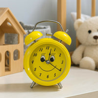 Yellow Smiley Twin Bell Alarm Clock – Loud Kids Desk Clock with Cute Face