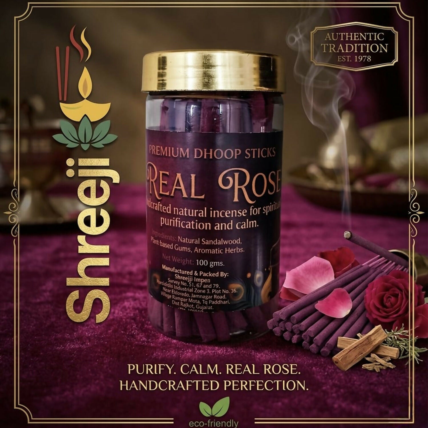 Close-up of Real Rose incense sticks