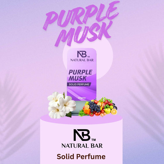 Natural Bar Purple Musk Solid Perfume | Alcohol Free Cologne for Men & Women | Strong & Lasting Fragrance | Gifting Set for Him & Her