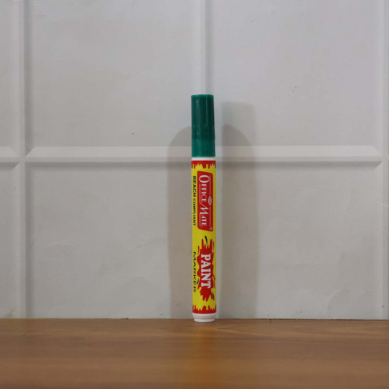Officemate Permanent Paint Marker Pen Green – Quick Dry, Waterproof, Multi-Surface, REACH Compliant