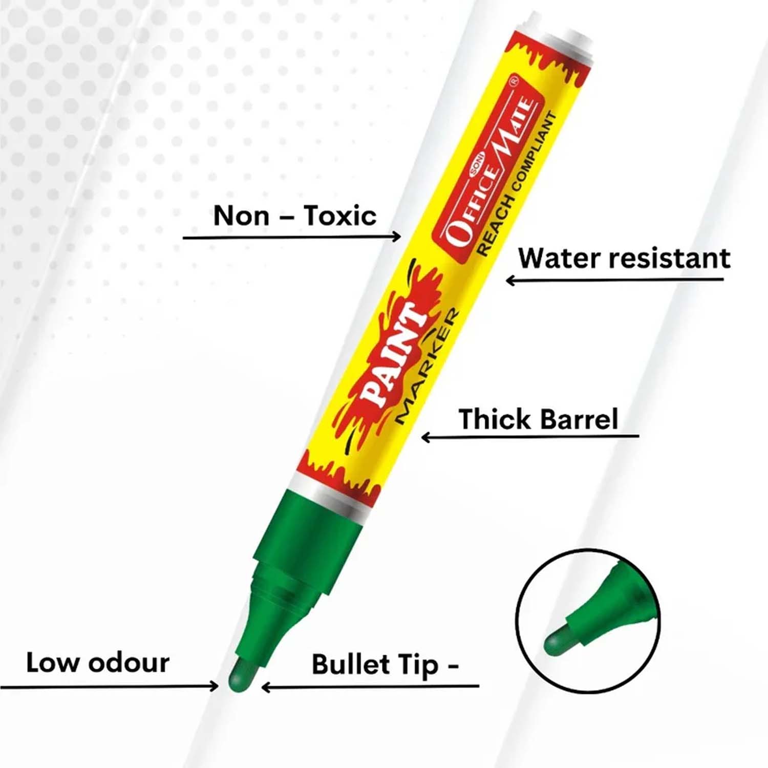 Officemate Permanent Paint Marker Quick-Dry Waterproof Multi-Surface Pen