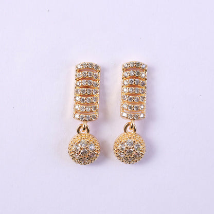 Pair of designer drop earrings with sparkling CZ stones, perfect for festive wear