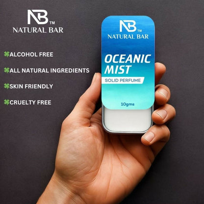 Natural Bar Oceanic Mist Solid Perfume | Alcohol Free Cologne for Men & Women | Strong & Lasting Fragrance | Gifting Set for Him & Her