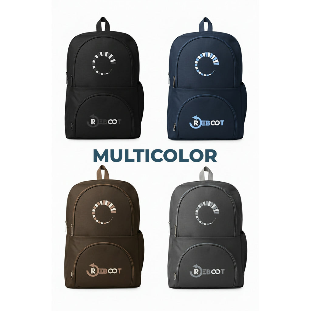 Reboot Multicolor Backpack – Durable Travel Bag with Multiple Compartments, Modern Tech Logo for Work, School & Daily Use