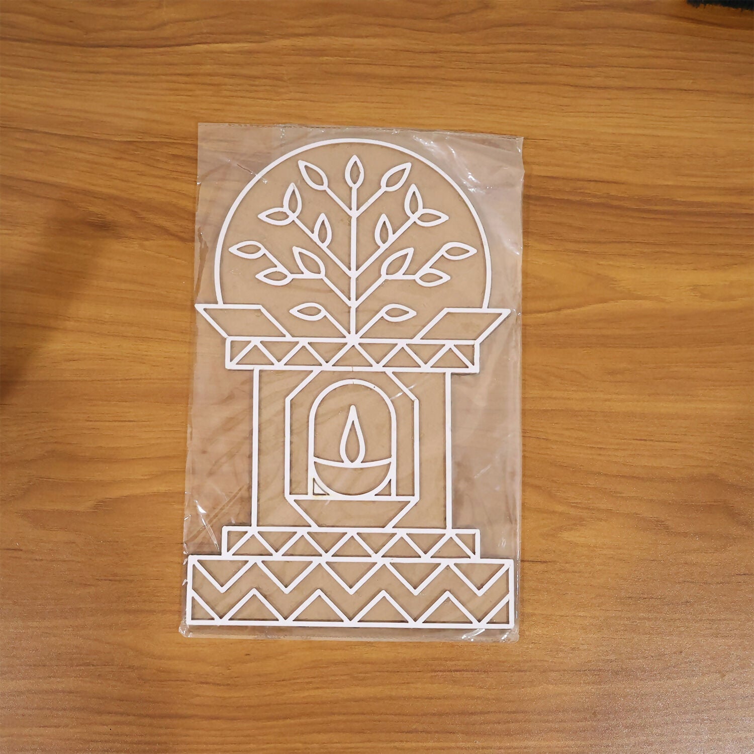 Portable MDF Rangoli Stencil | Diya Tree Design