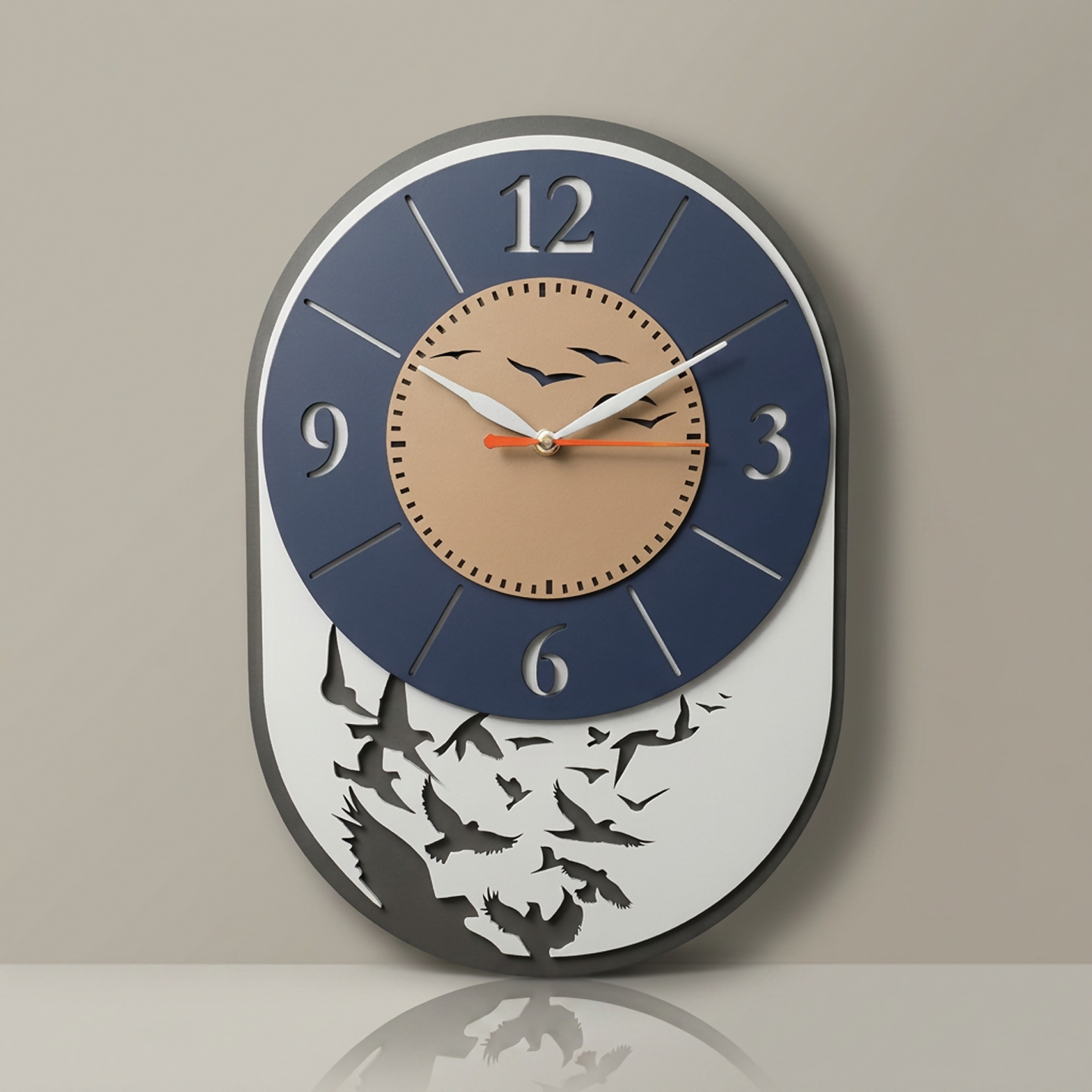 Modern Bird Design Layered MDF Wall Clock Elegant Silent Décor Living Room Office feature detail for festive gifting home