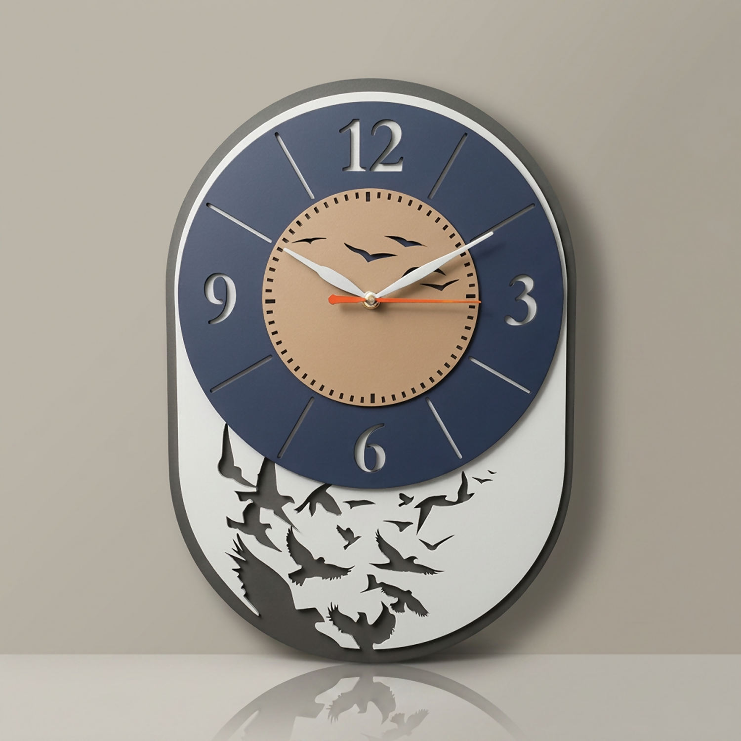 Modern Bird Design Layered MDF Wall Clock Elegant Silent Décor Living Room Office feature detail for festive gifting home