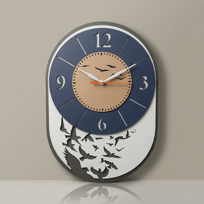 Modern Bird Design Layered MDF Wall Clock Elegant Silent Décor Living Room Office feature detail for festive gifting home