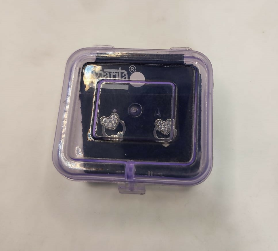 Sterling Silver AD Heart Stud Earrings for women and girls