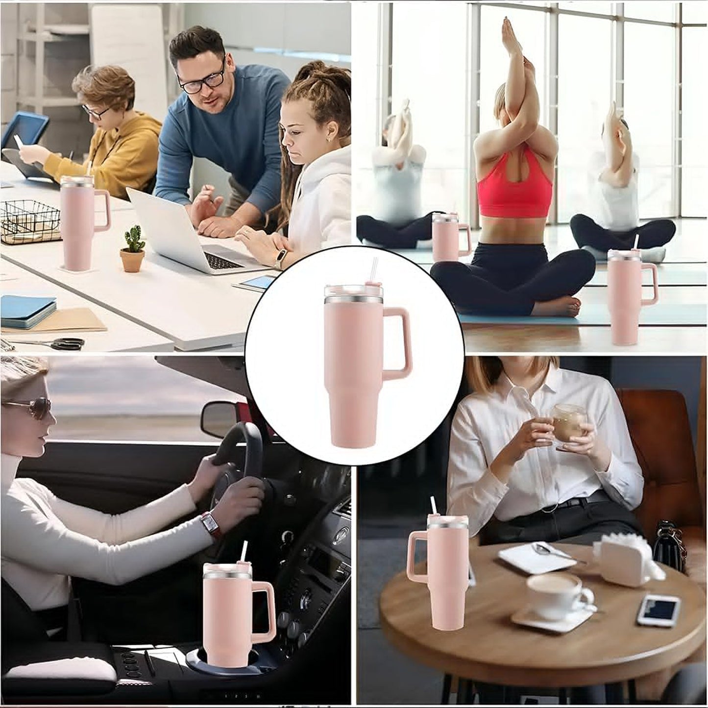 Konvex Hydra Insulated Travel Tumbler 1200 ML with Handle Straw Pink (1 Pc)