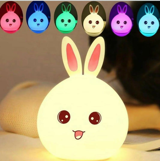 Cute Silicone Bunny Night Lamp – Color Changing LED Bedside Kids Light