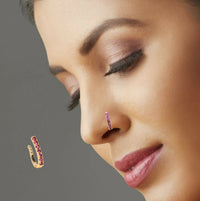 Ruby Stone Gold Plated Nose Clip - Non-Piercing Nath