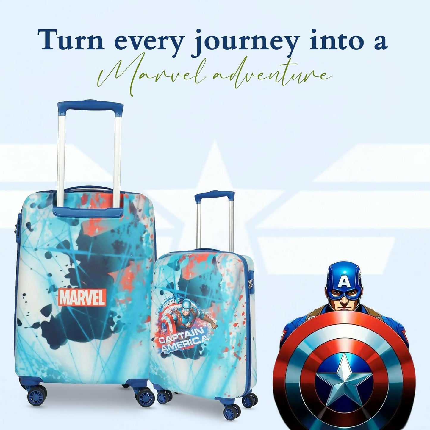 Open kids trolley bag showing compartments and organization features