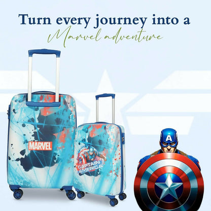 Open kids trolley bag showing compartments and organization features