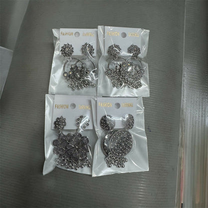 Trendy Oxidised Silver Statement Earrings Combo Set for Women & Girls (Set of 4)