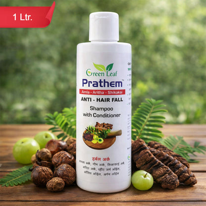 Green Leaf Prathem Herbal Shampoo with Conditioner for Smooth & Nourished Hair Care