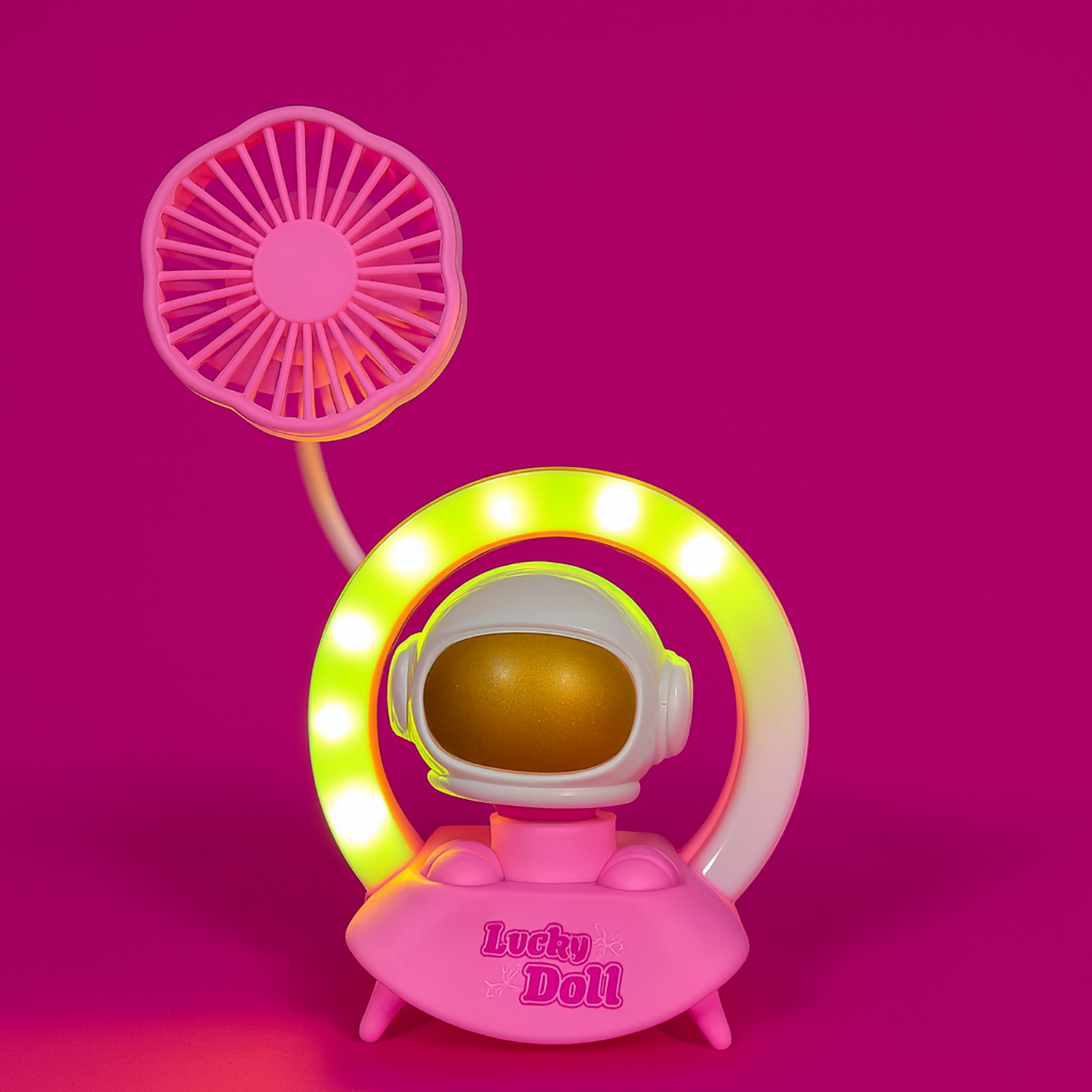 Lucky Doll Astronaut Desk Lamp with Fan, USB Rechargeable Kids Night Light