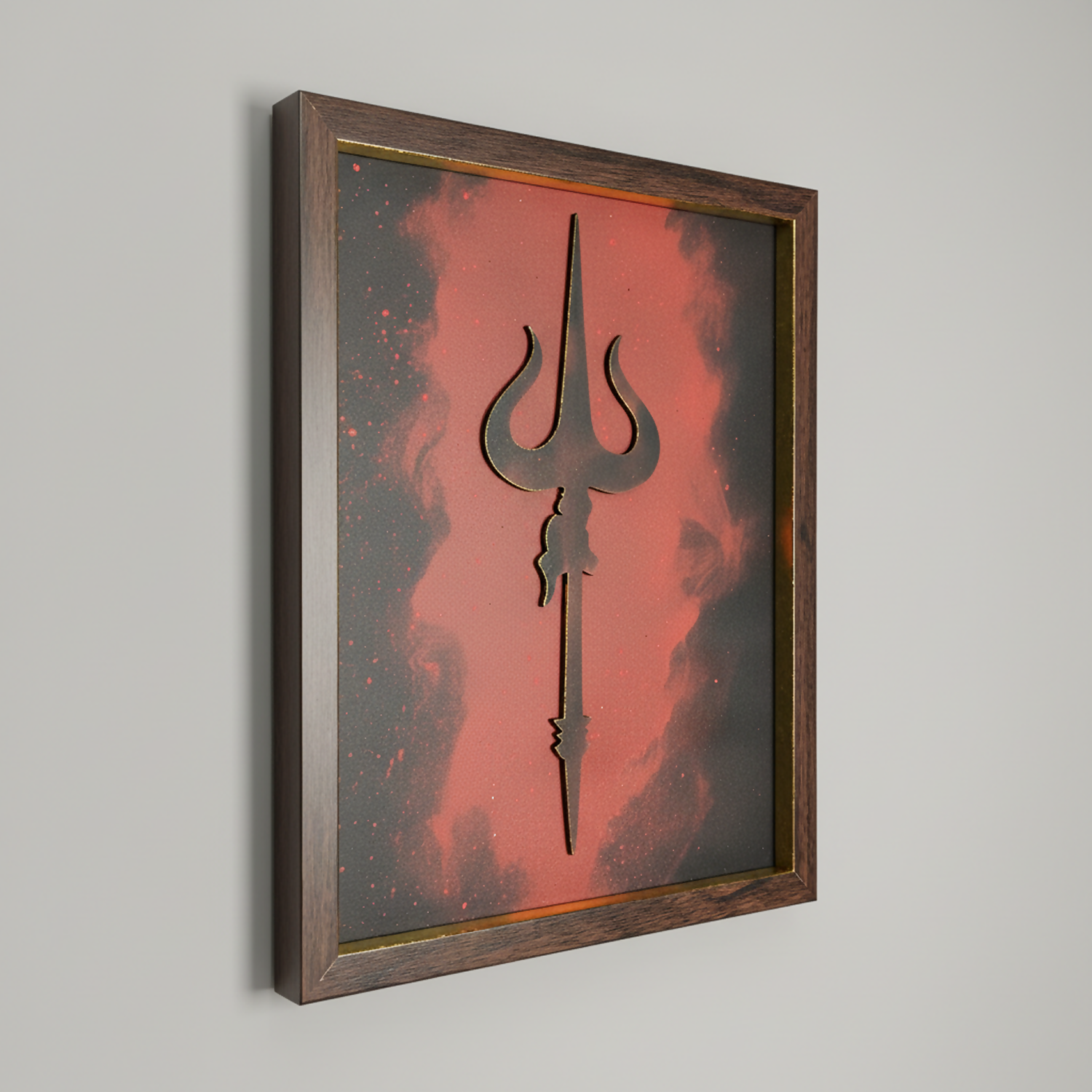 Mahadev Trishul Wall Art Frame – Minimalist Lord Shiva Trident Decor | Modern Spiritual Wall Art for Living Room, Meditation & Pooja Room
