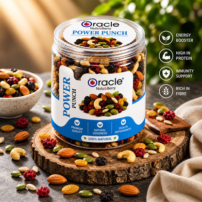 Power Punch Mix Premium Nuts Berries and Dry Fruits Healthy Snack Mix Jar (150g)