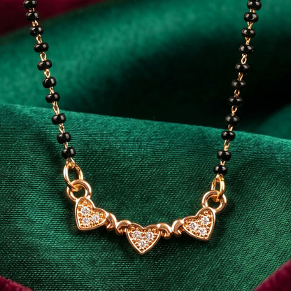 Beautifully crafted mangalsutra with crystal stones and black bead chain.