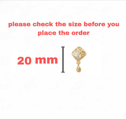 Gold Plated Daily Use Rhombus Drop Earrings with Filigree Detailing and AD
