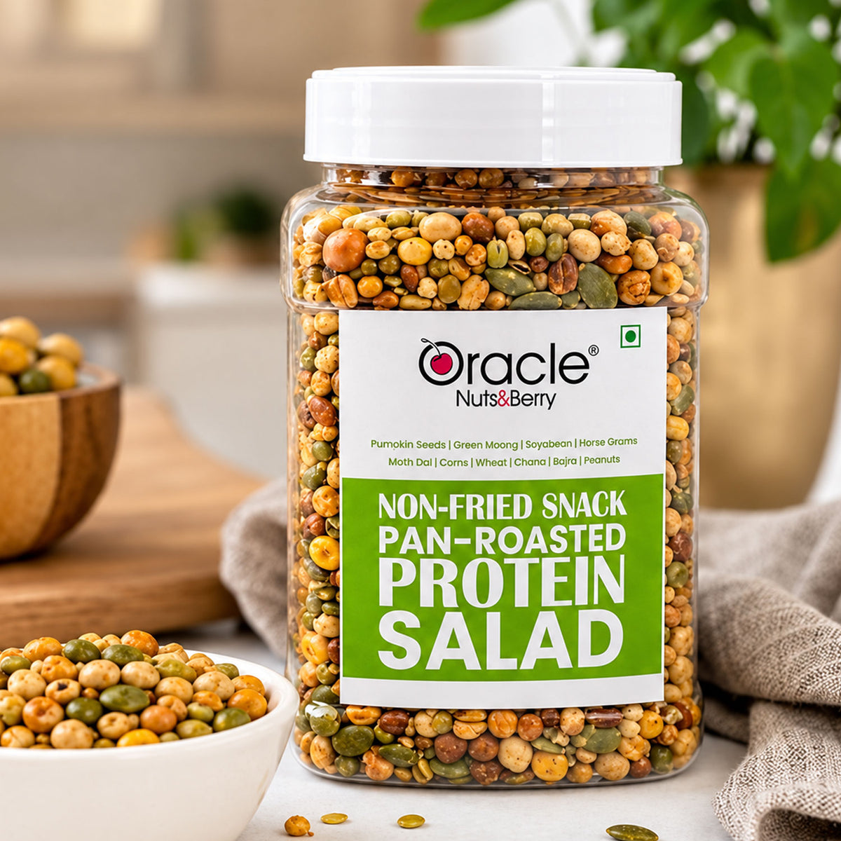 Pan Roasted Protein Salad Premium Multigrain Crunchy Healthy Snack Mix Jar (450g)