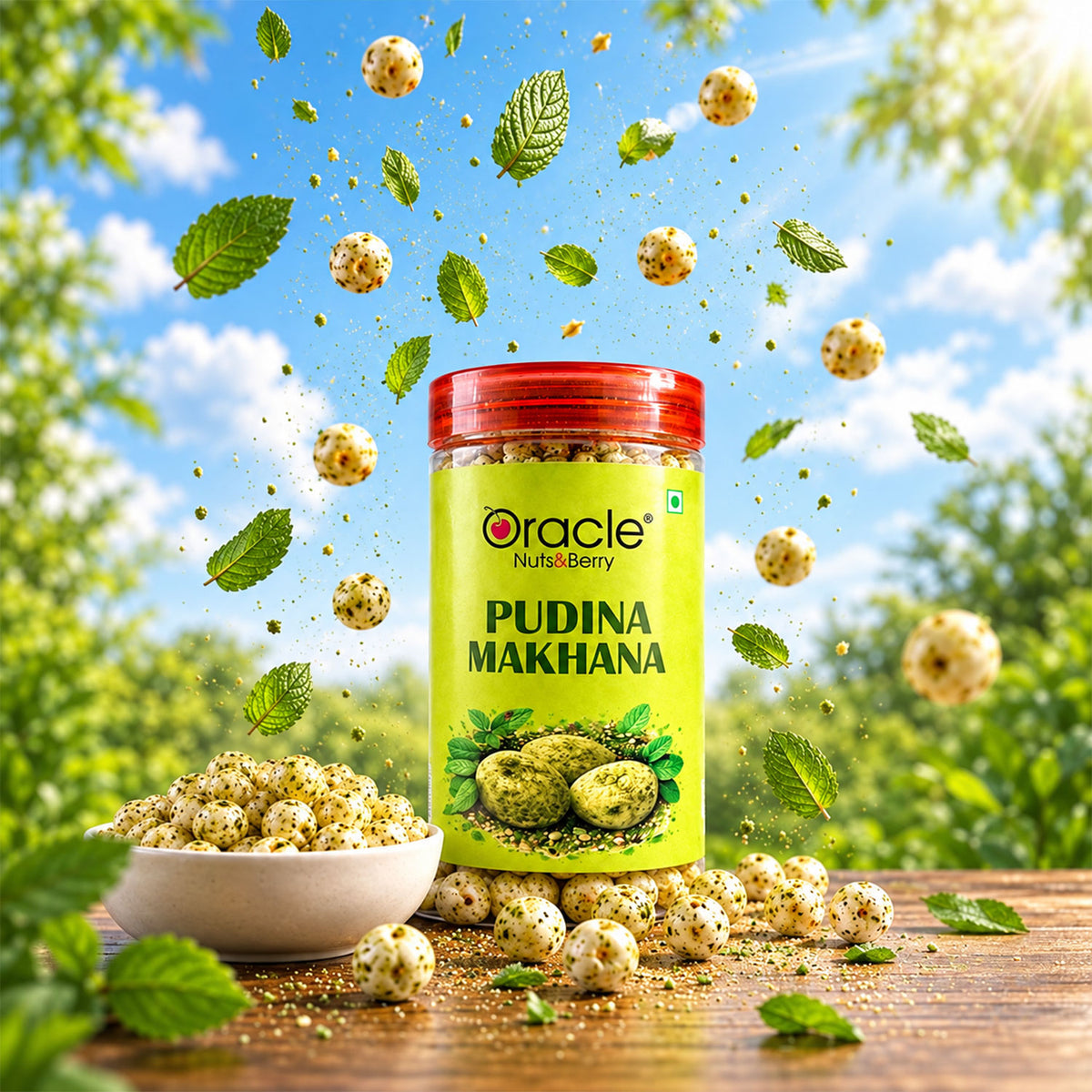 Pudina Makhana Premium Roasted Fox Nuts with Refreshing Mint Flavour Snack (75g)