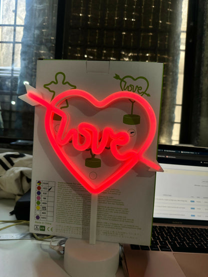 Neon Heart Love LED Lamp | Romantic Night Light | Valentine Gift Decor