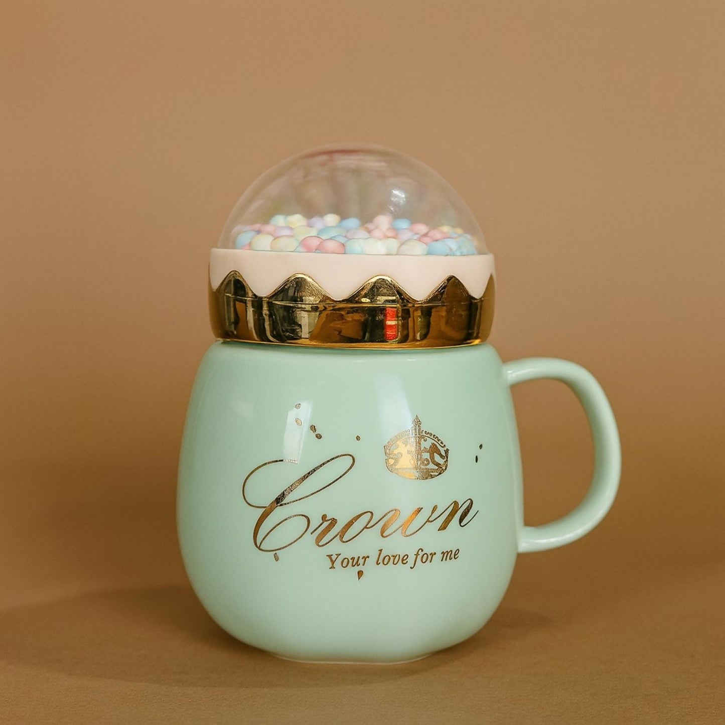 Premium Ceramic Crown Mug with Decorative Dome Lid | Cute Luxury Coffee & Milk Cup for Women, Girls & Gifting | Heat-Resistant Elegant Mug with Golden Crown Design | Perfect for Home, Office, Tea, Coffee & Hot Beverages