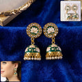 Jhumka Earrings – Festive Gold Tone with Pearl Drop Elegance