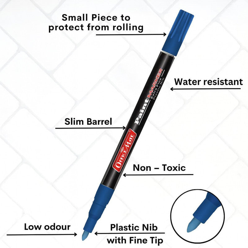 Office Mate Paint Marker – Blue Colour Extra Fine Plastic Nib