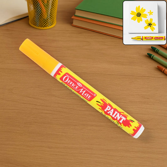 Soni Officamate Permanent Paint Marker Pen Yellow – Quick Dry, Waterproof, Multi-Surface, REACH Compliant